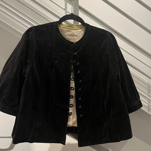 Black velvet Victorian style cropped jacket practically new worn once.